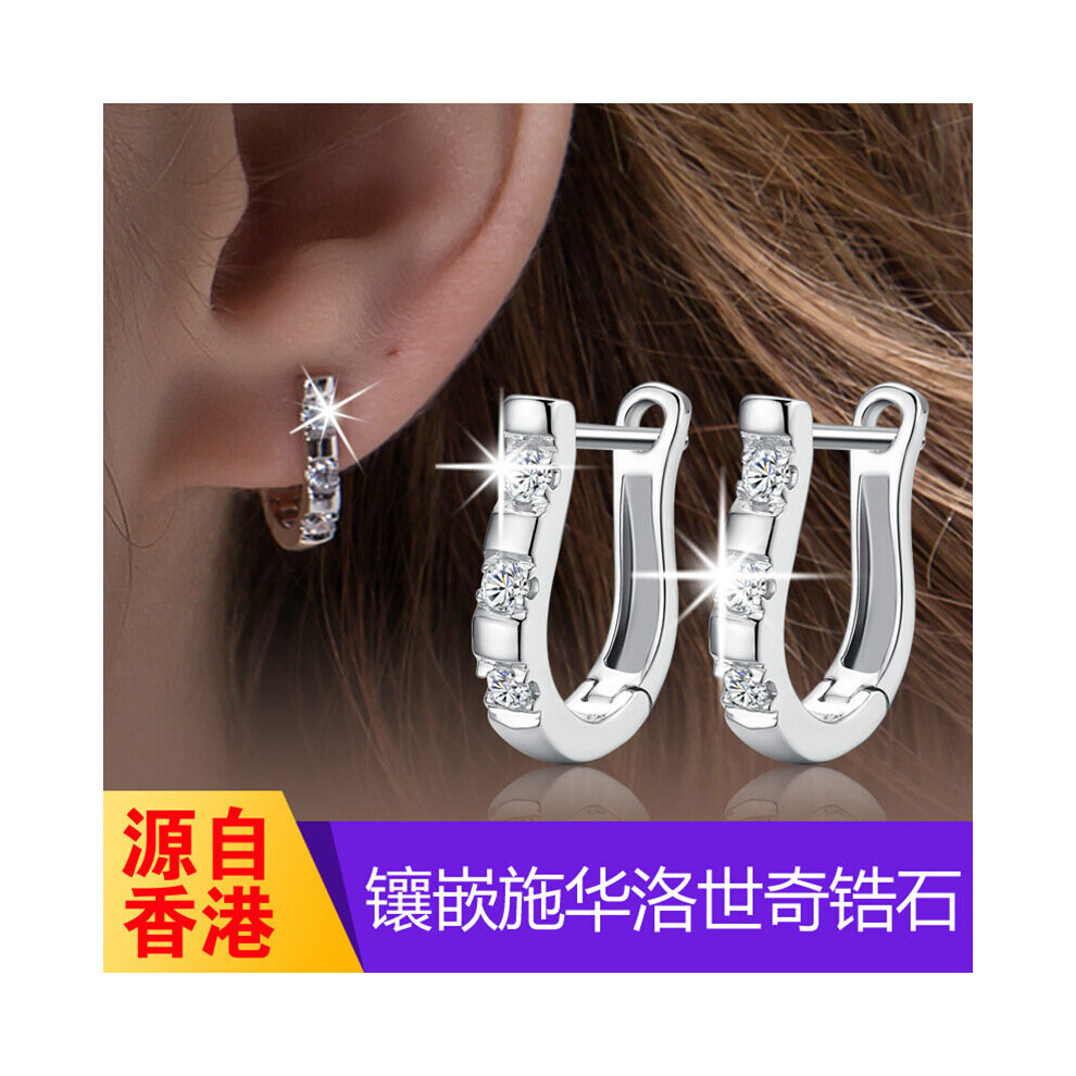 100% Real 925 Sterling Silver U Type Earring Earrings for Women Jewelry - Image 3