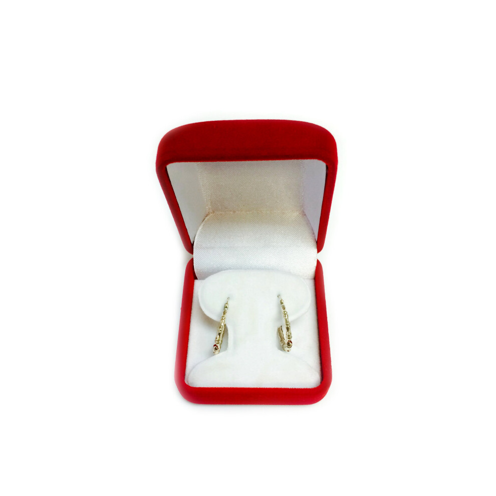 10k Yellow Gold Shiny Bamboo Round Hoop Earrings, Diameter 18mm - Image 4