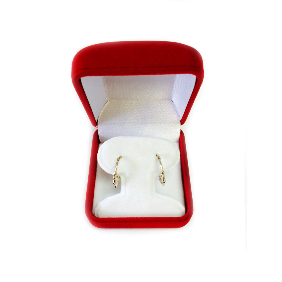 10k Yellow Gold Shiny Claddagh Design Hoop Earrings, Diameter 15mm - Image 3