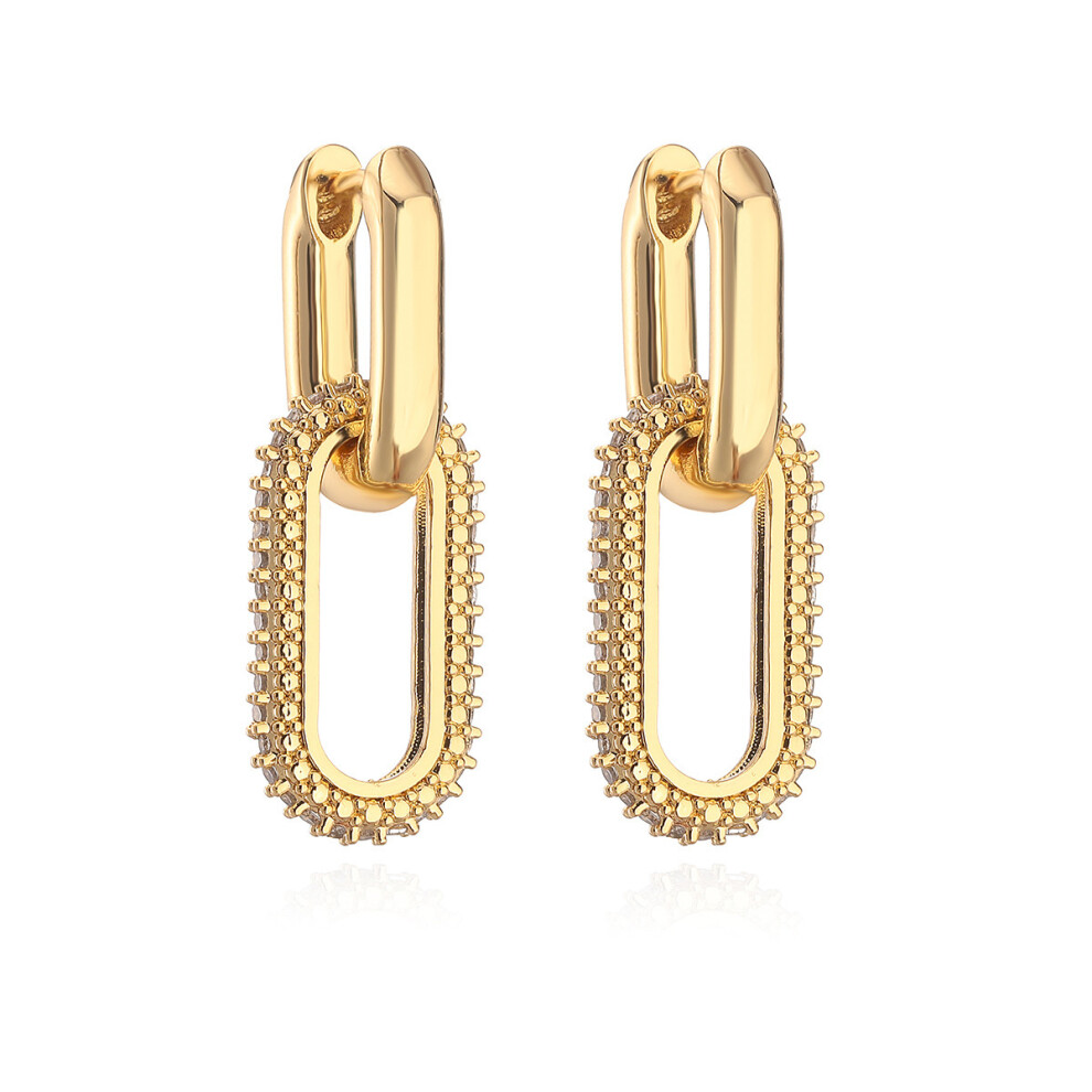 14K Gold-Plated Paper Clips, Square Chain Rings, Pendant Earrings - Image 2