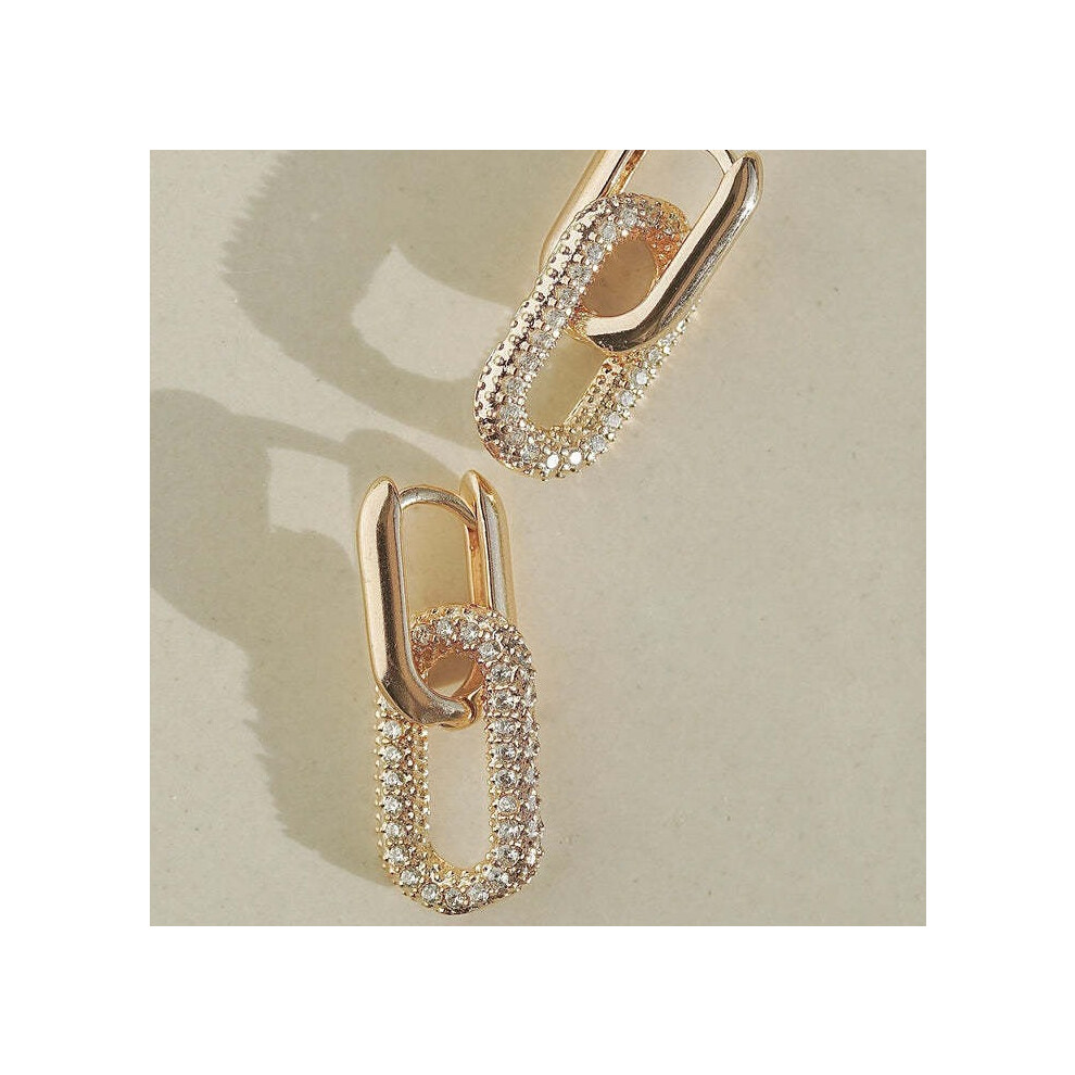 14K Gold-Plated Paper Clips, Square Chain Rings, Pendant Earrings - Image 4