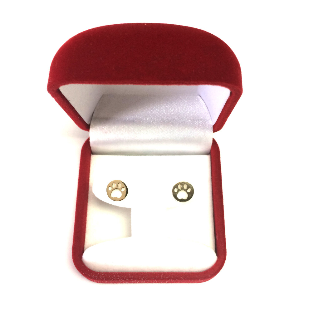 14k Yellow Gold Cat Pow Stud Earrings - Image 2