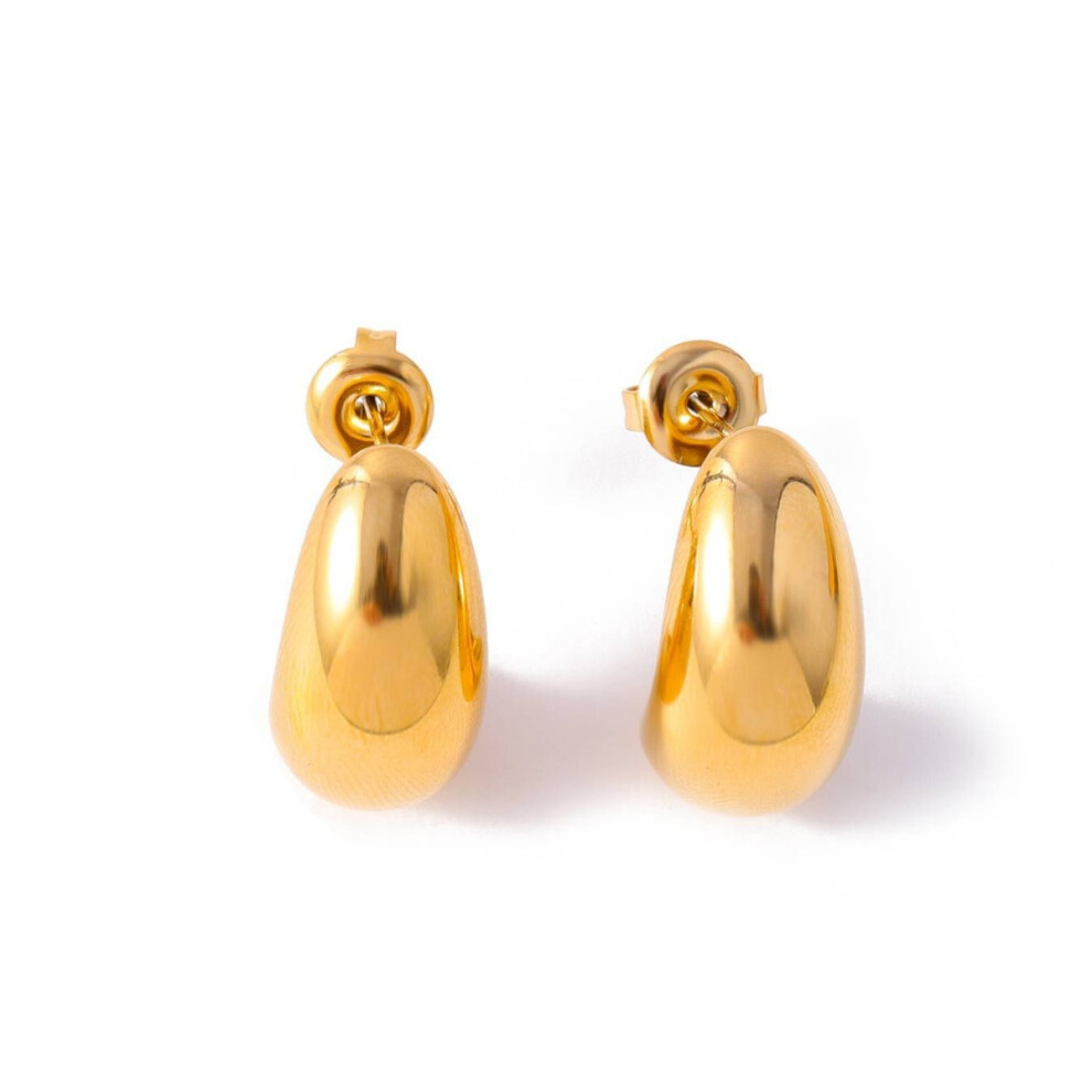 18kt Gold-Plated Savi Dome Hoop Earrings, Gold Raindrop Design - Image 2