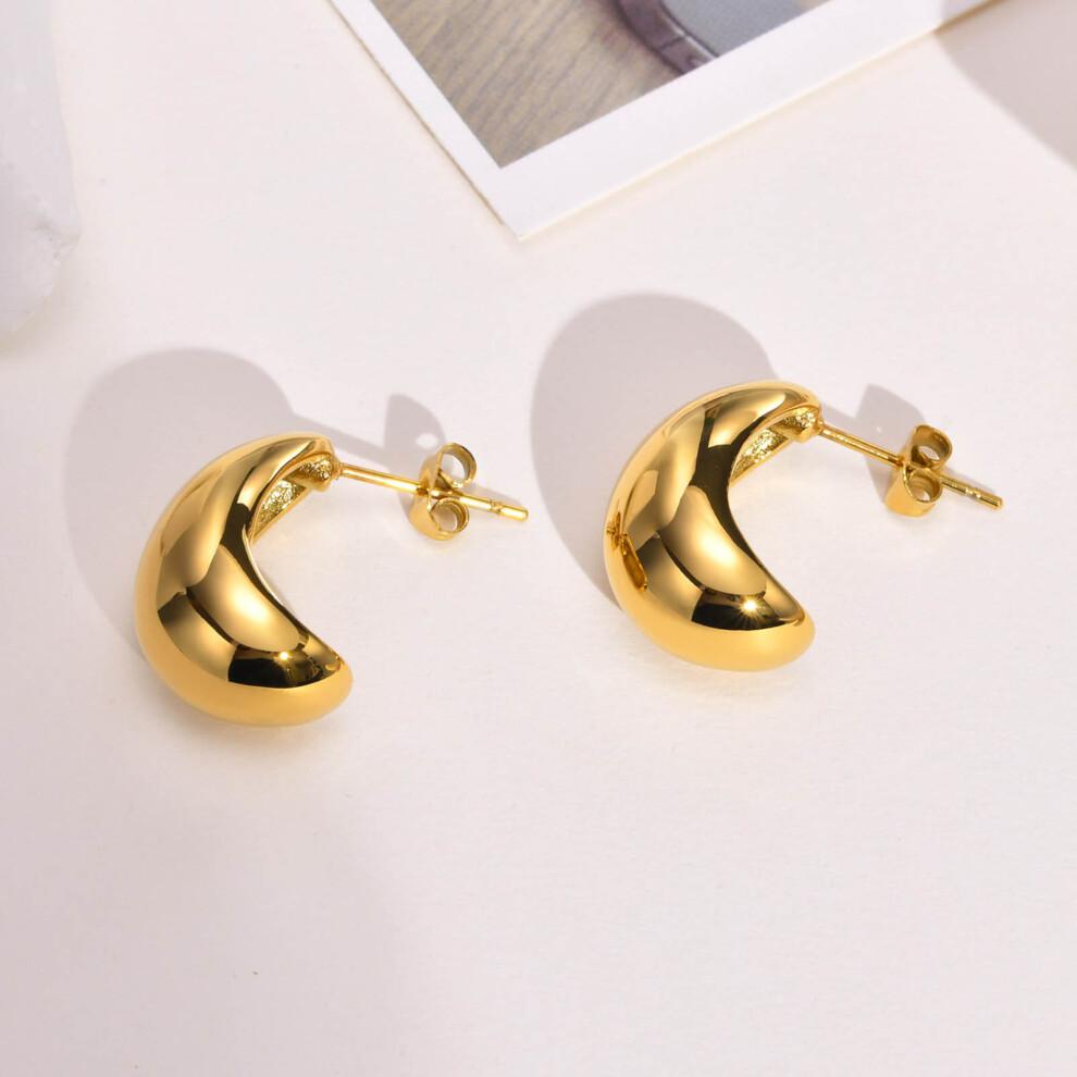 18kt Gold-Plated Savi Dome Hoop Earrings, Gold Raindrop Design - Image 3