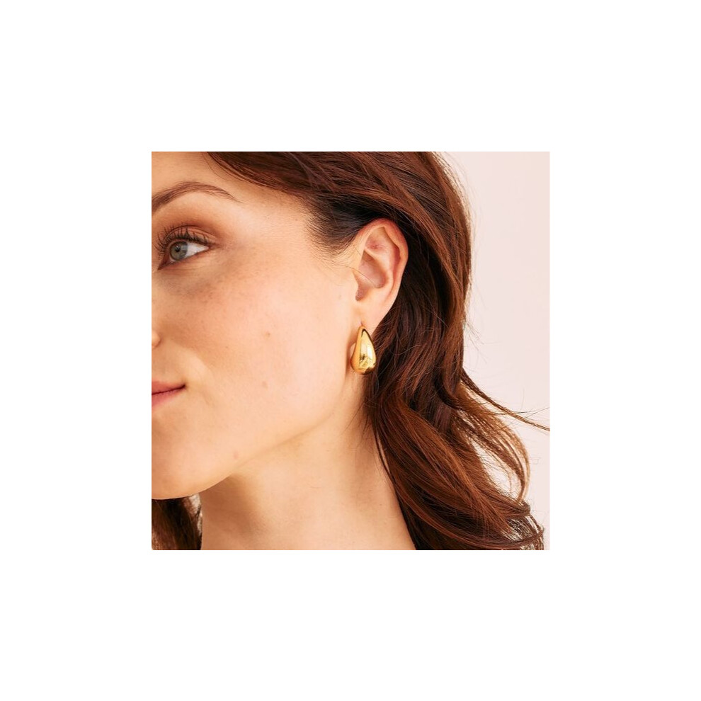 18kt Gold-Plated Savi Dome Hoop Earrings, Gold Raindrop Design - Image 5