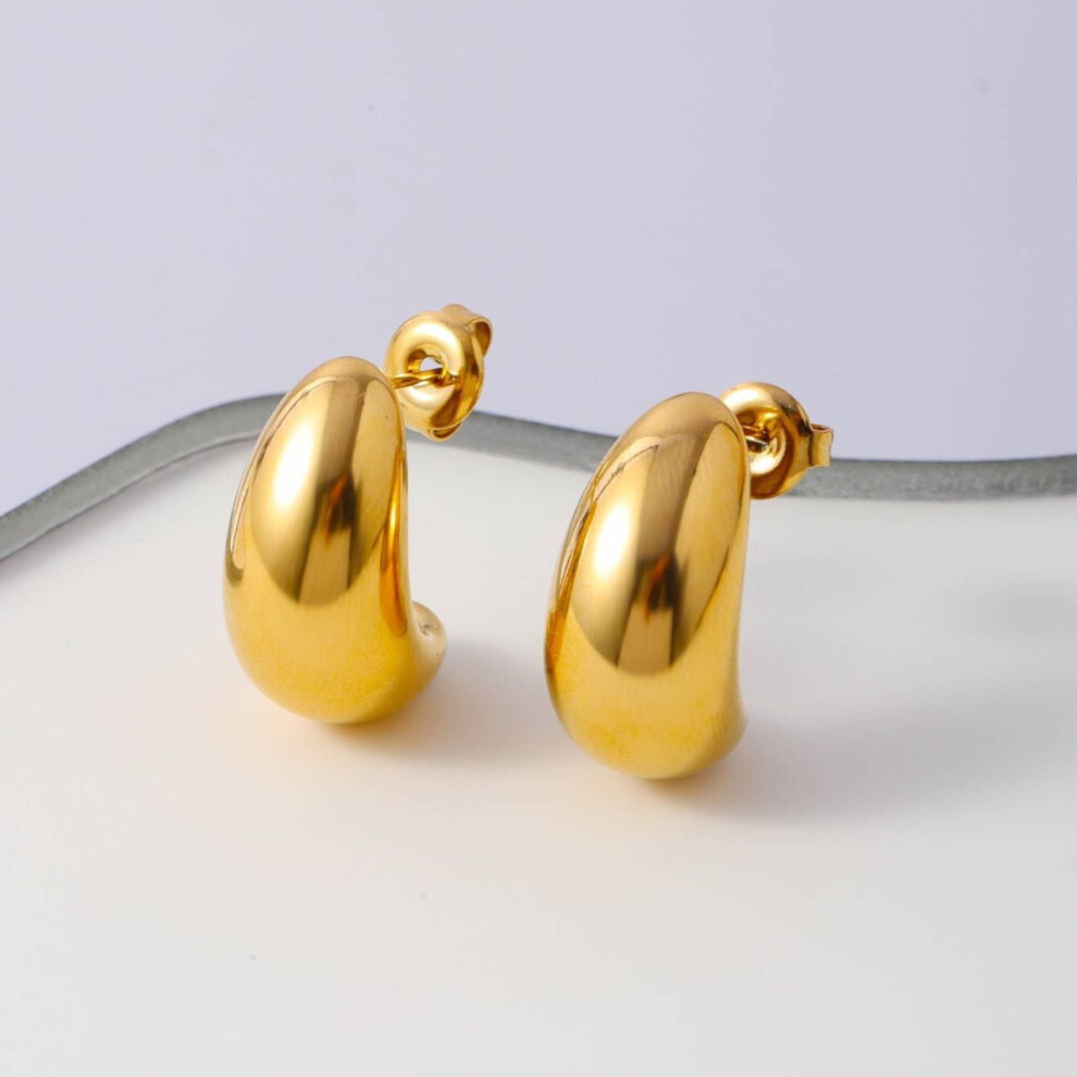 18kt Gold-Plated Savi Dome Hoop Earrings, Gold Raindrop Design