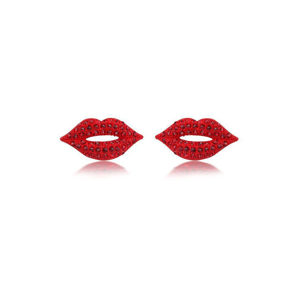 1Pair Sexy Red Lips Crystal Stud Earrings Women's Sparkling Earrings For Women Girls Jewelry - Image 7