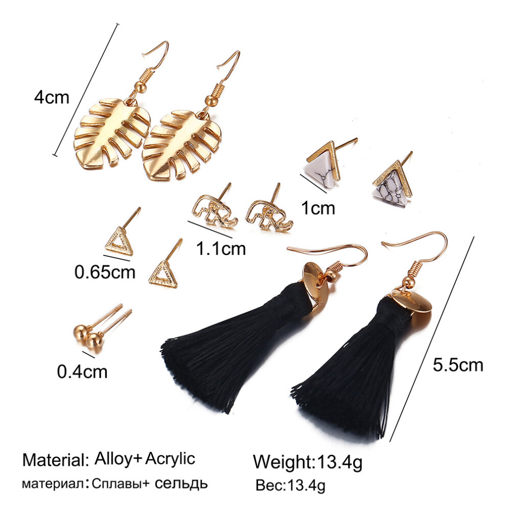 1Set 6 Pairs New Tassel Crystal Pearl Earrings Set Women Ear Stud Dangle Jewelry Gift Decoration Accessories #5 - Image 3