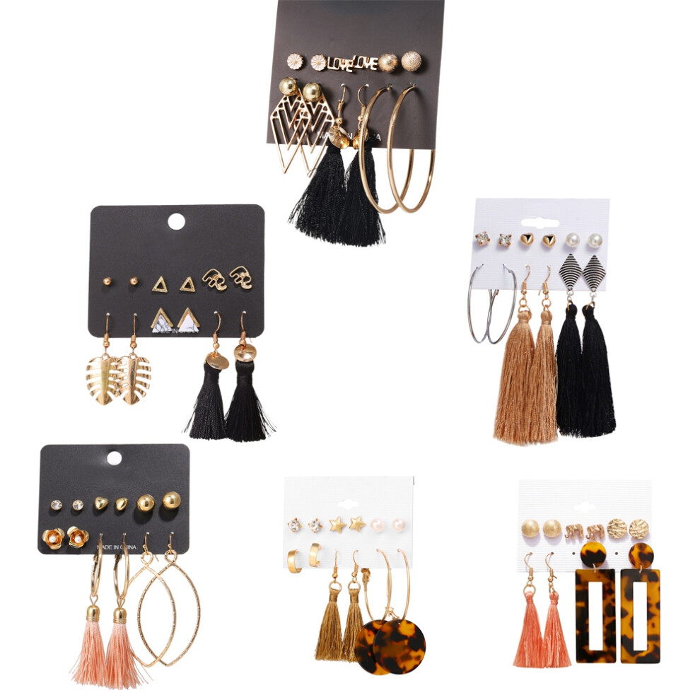 1Set 6 Pairs New Tassel Crystal Pearl Earrings Set Women Ear Stud Dangle Jewelry Gift Decoration Accessories #5 - Image 7
