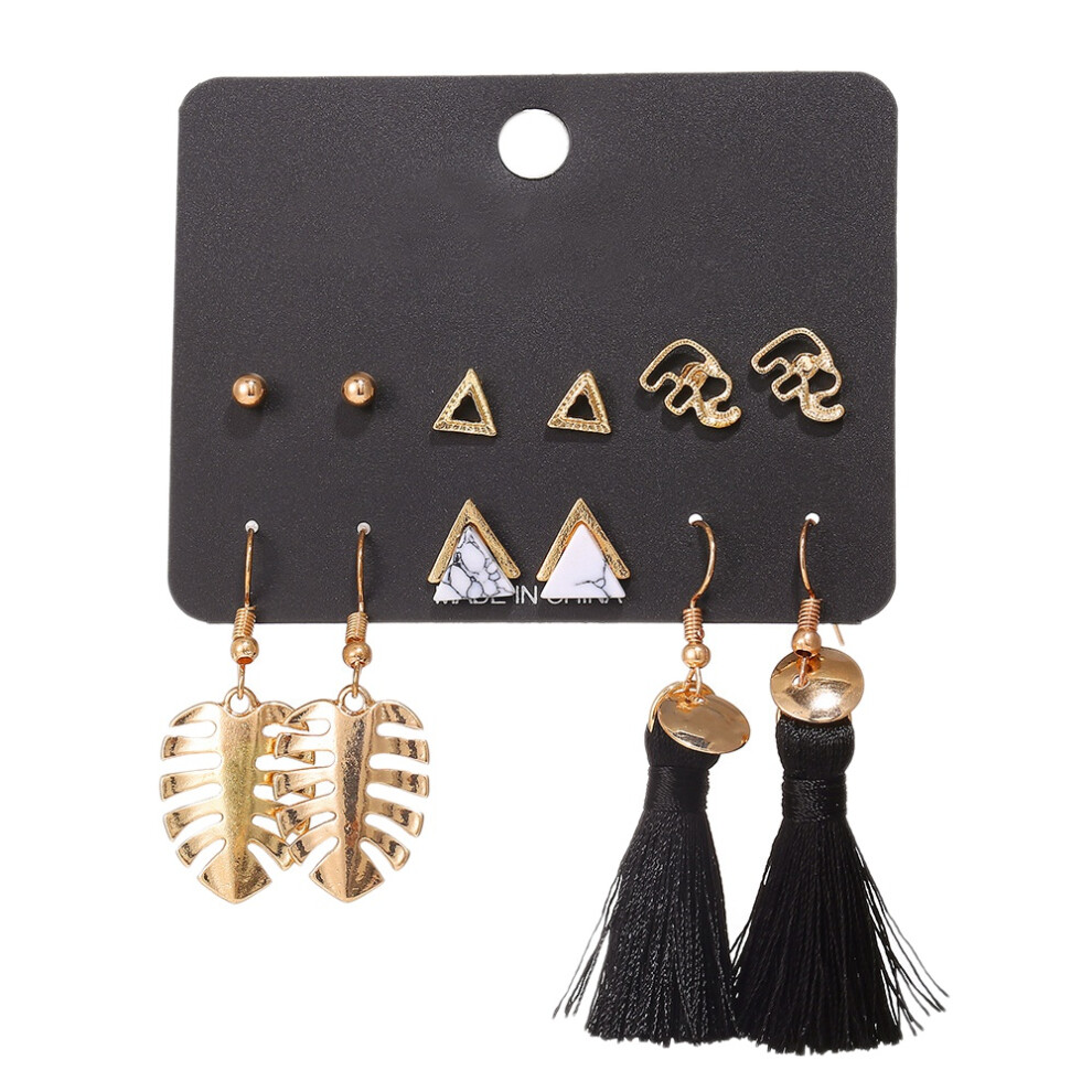 1Set 6 Pairs New Tassel Crystal Pearl Earrings Set Women Ear Stud Dangle Jewelry Gift Decoration Accessories #5