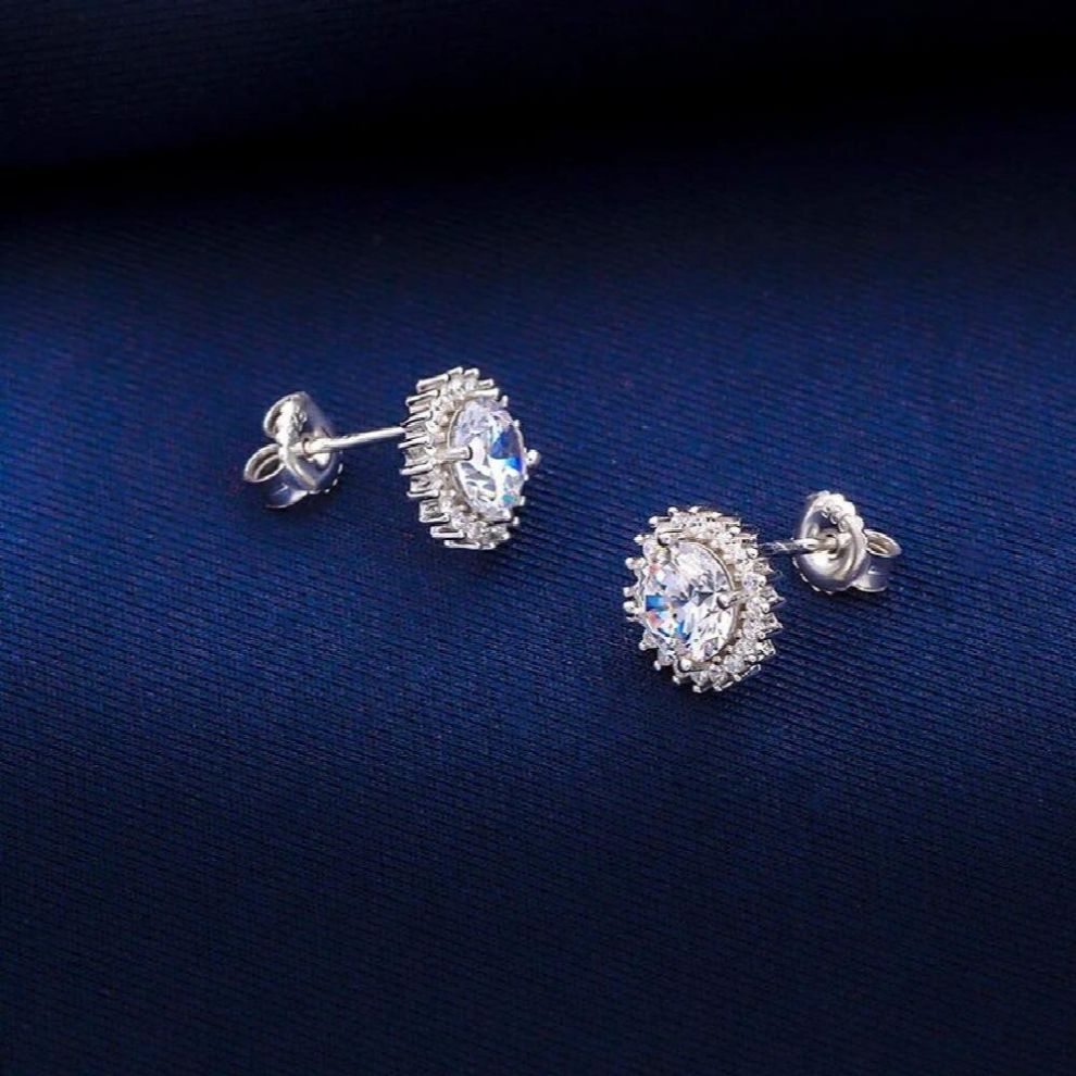 2.4ct D Moissanite Stud Earrings 925 Sterling Silver 7MM Moisanite Diamond Ear Studs 4 Prong Platinum Plated Pass Tester - Image 2