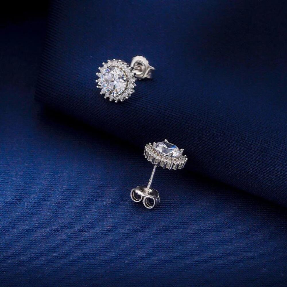 2.4ct D Moissanite Stud Earrings 925 Sterling Silver 7MM Moisanite Diamond Ear Studs 4 Prong Platinum Plated Pass Tester - Image 3