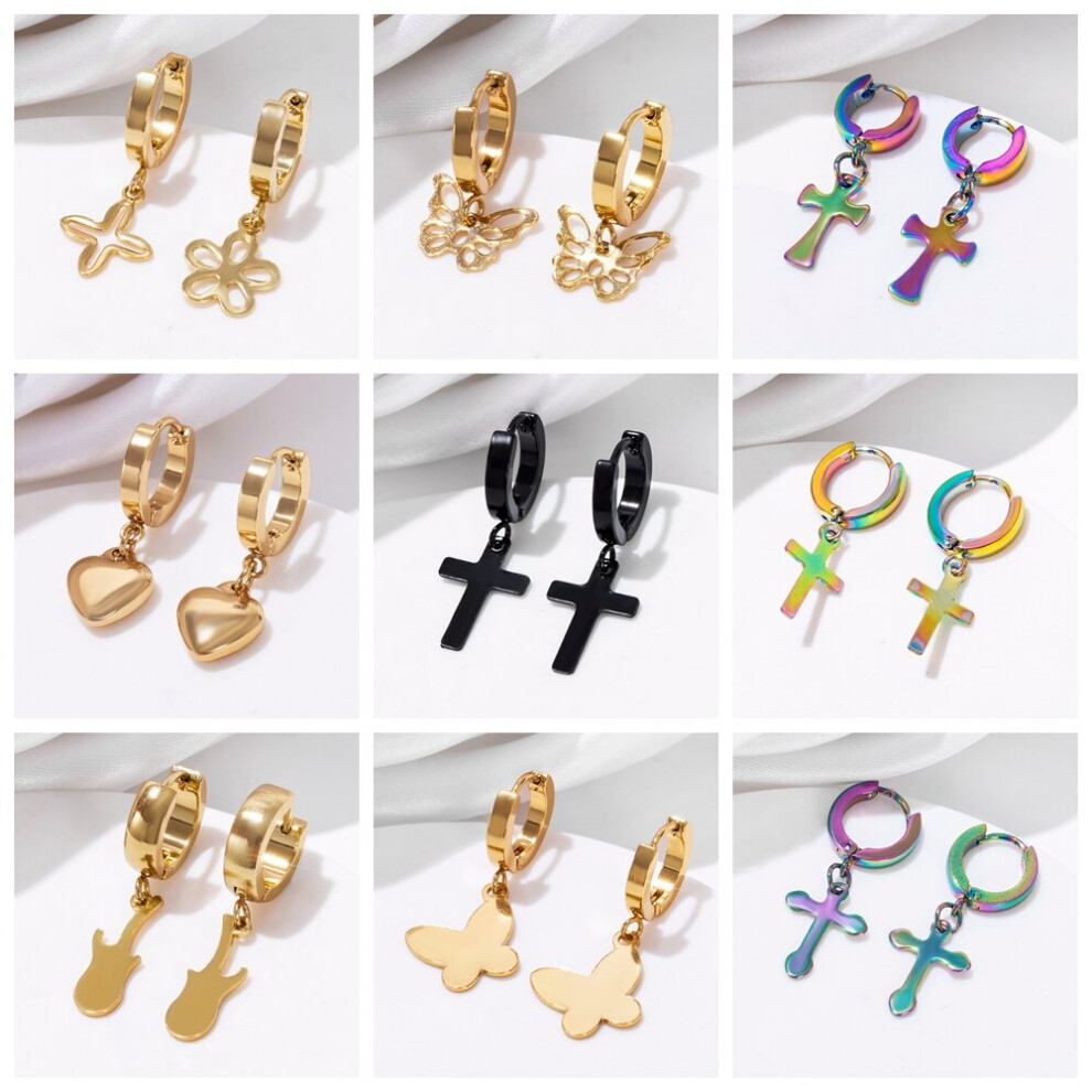 27 Styles Crystals Gold/Black/Colorful Piercing Hoop Earrings for Women Mens Stainless Steel Girls Punk Jewelry - Image 2