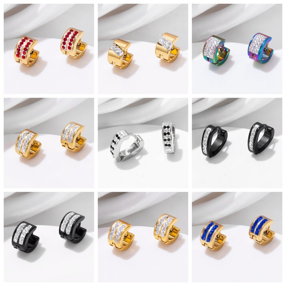 27 Styles Crystals Gold/Black/Colorful Piercing Hoop Earrings for Women Mens Stainless Steel Girls Punk Jewelry - Image 4