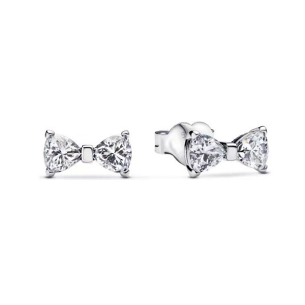(3) Fashion New Pandora 925 sterling silver star Mickey rose gold earrings, bow jewelry, ladies' romantic gift
