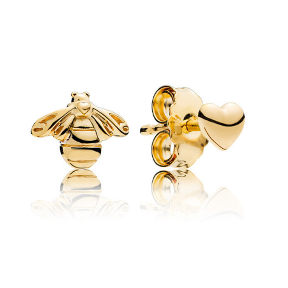 (3) New Pandora Gold Plated Earrings, Bee Bow Style, Fashionable and High end Women's Birthday Gift