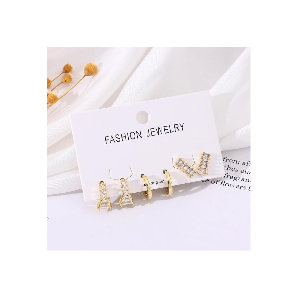 3 Pairs Small Huggie Hoop Earrings Set, Gold Lightweight Huggie Hoops - Image 4