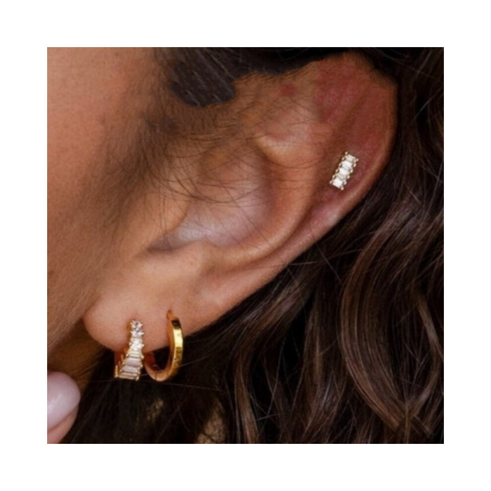 3 Pairs Small Huggie Hoop Earrings Set, Gold Lightweight Huggie Hoops