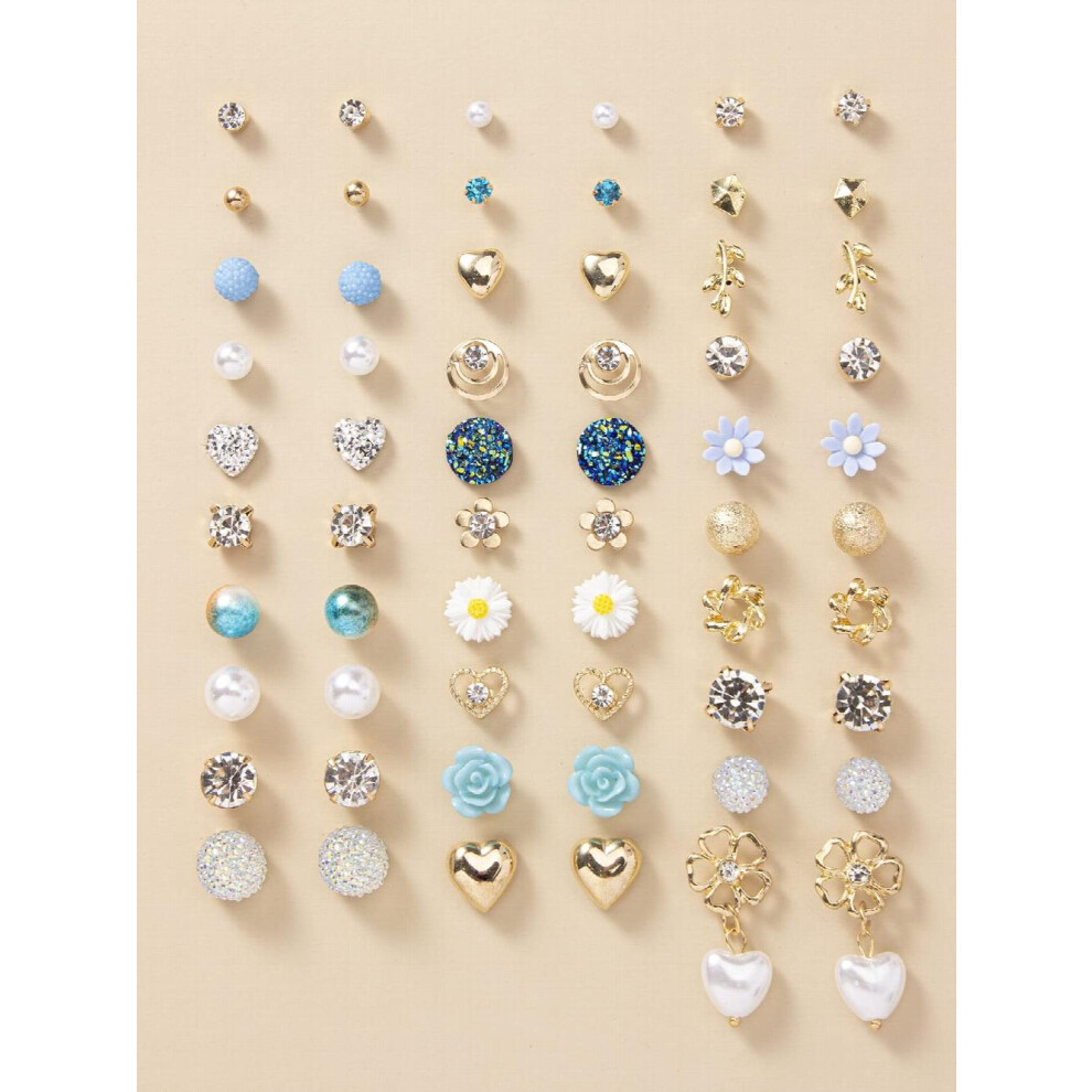 30 Pairs Earrings Combo Set Latest Stylish Crystal Pearl Earrings for and (14777er) - Image 2