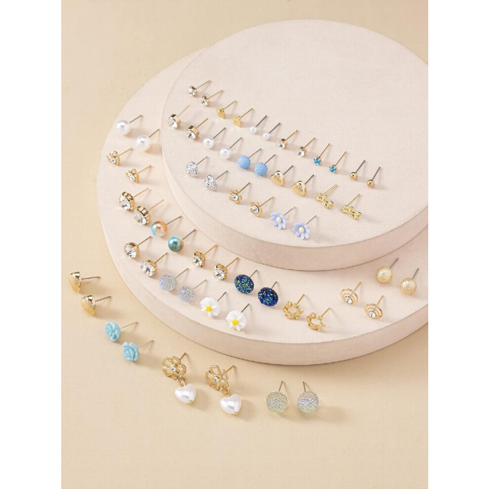 30 Pairs Earrings Combo Set Latest Stylish Crystal Pearl Earrings for and (14777er) - Image 5
