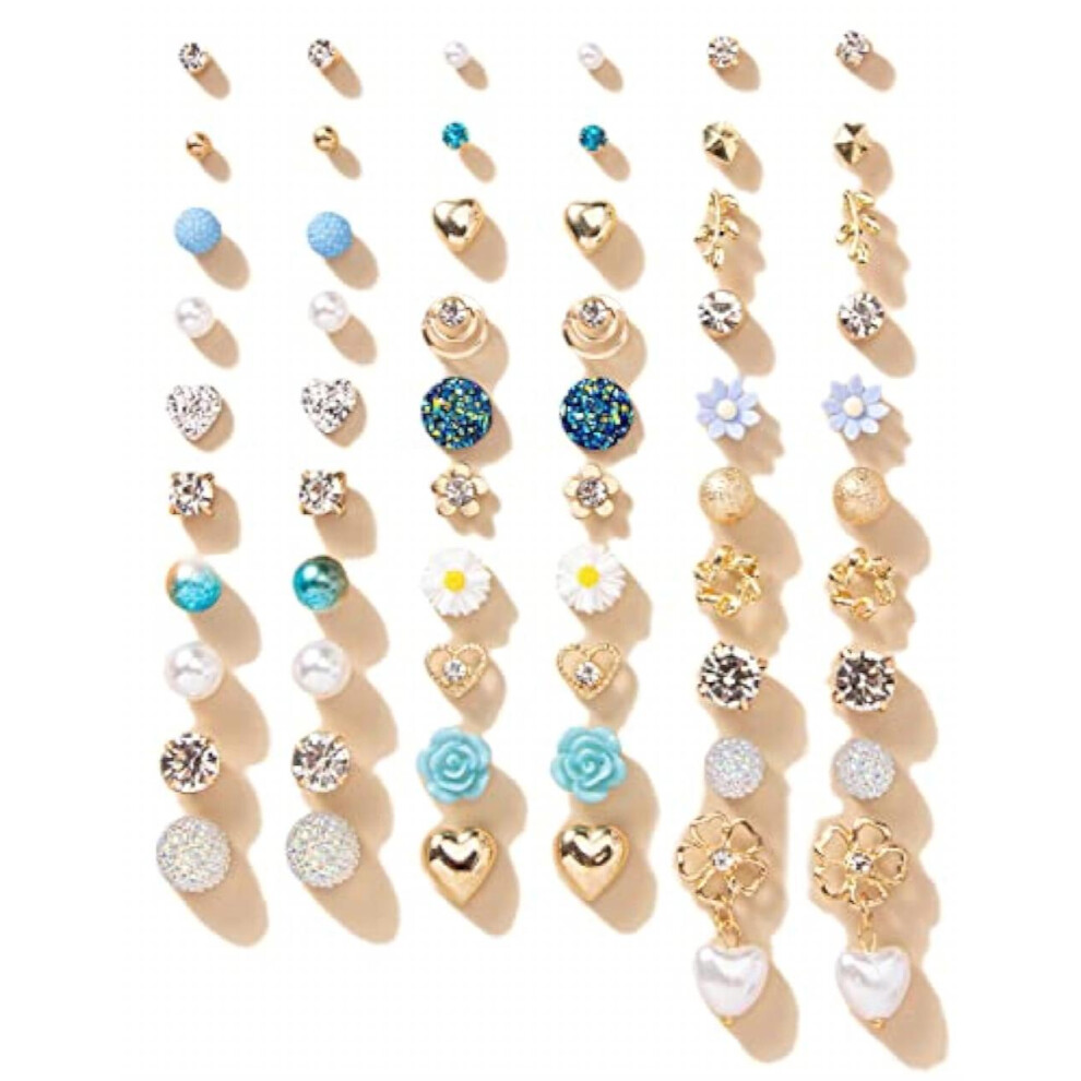30 Pairs Earrings Combo Set Latest Stylish Crystal Pearl Earrings for and (14777er)
