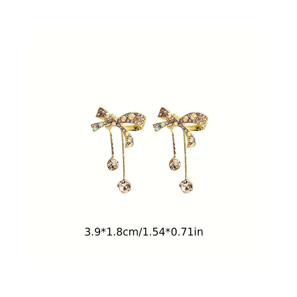 3D Bow Rhinestone Stud Earrings Crystal Elegant Simple Stud Earrings Birthday Gift For Friends - Image 6