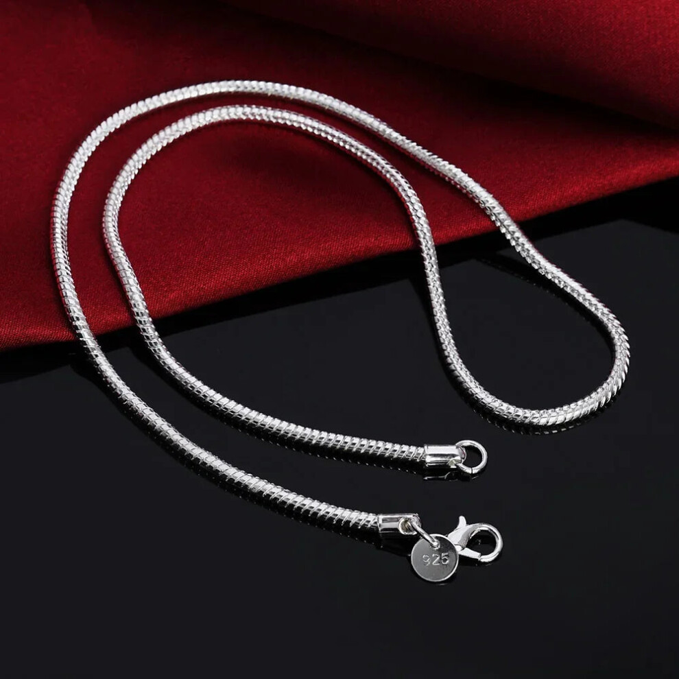 (3MM, 55CM 22inch) 925 Sterling Silver Solid Snake Chain Womens Mens Necklace - Image 3