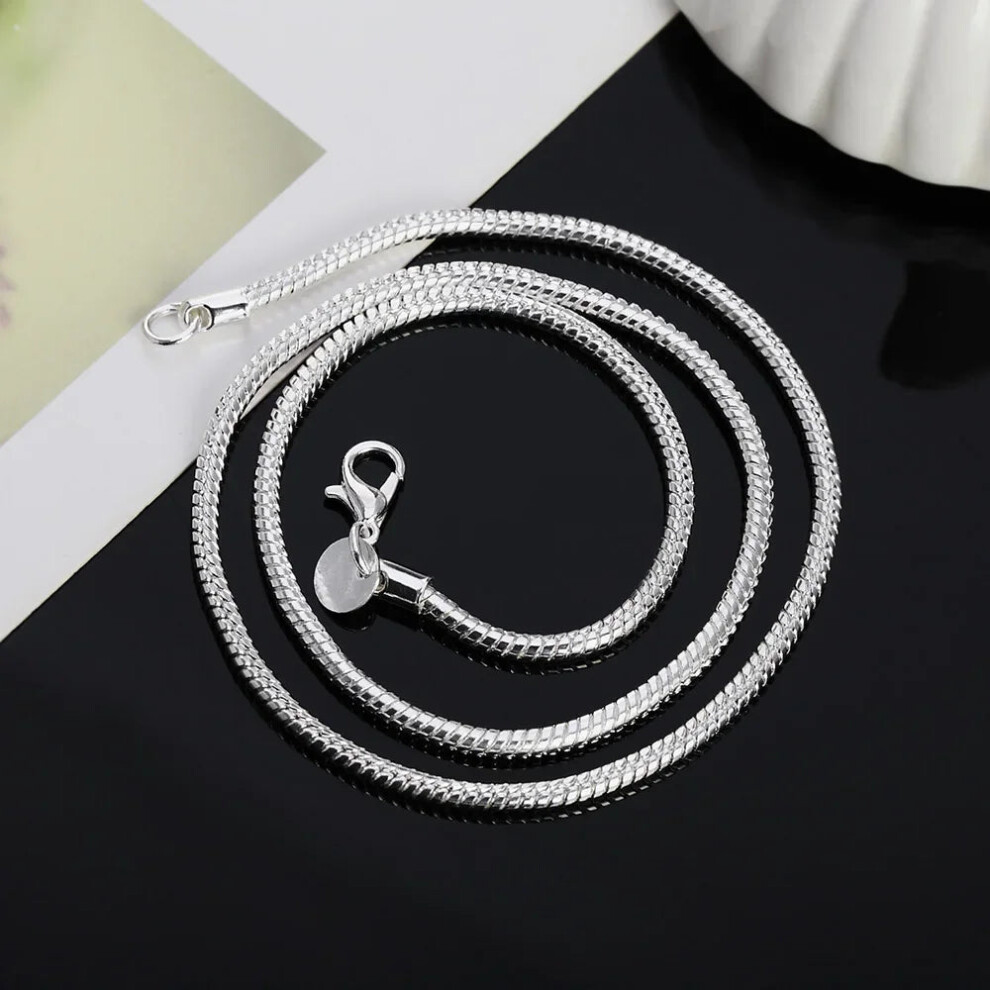 (3MM, 55CM 22inch) 925 Sterling Silver Solid Snake Chain Womens Mens Necklace - Image 6