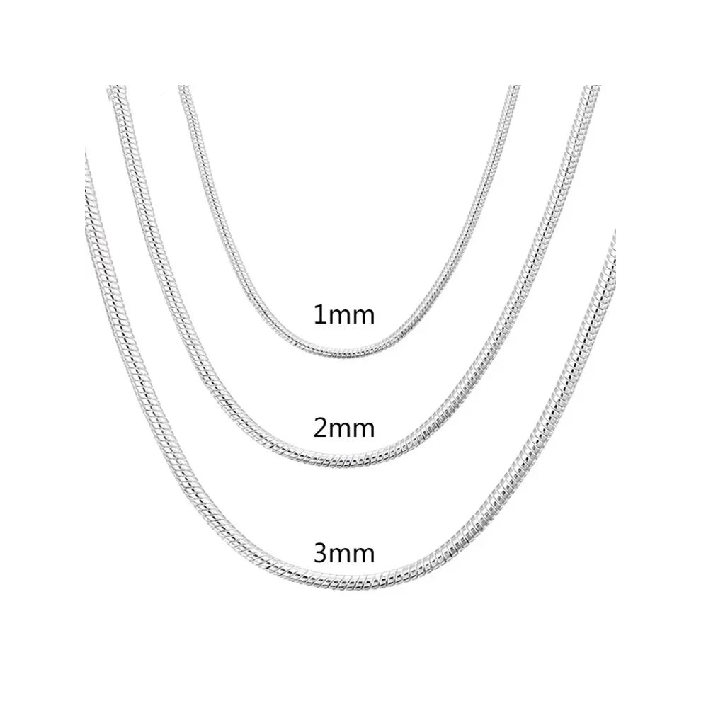 (3MM, 55CM 22inch) 925 Sterling Silver Solid Snake Chain Womens Mens Necklace
