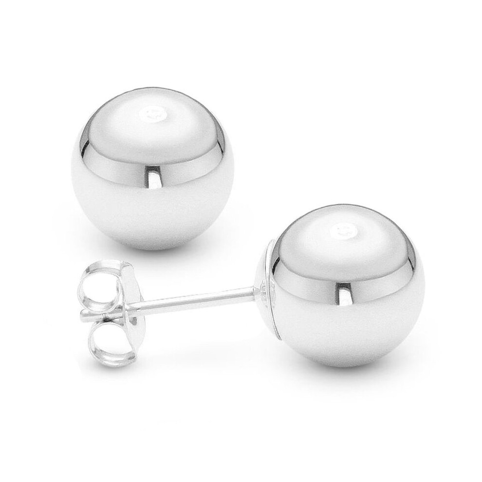 (5, White) 14K White Gold Ball Stud Earrings