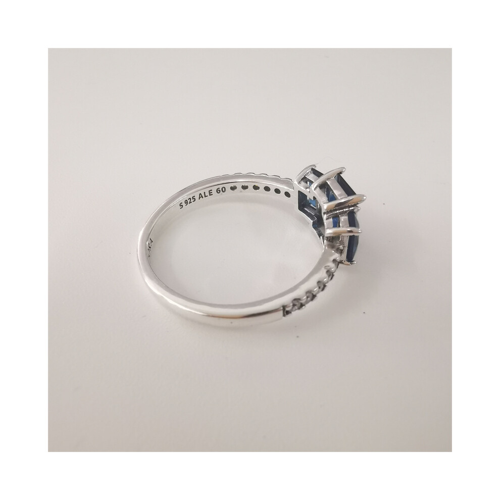 (50) Pandora Blue Rectangular Three Stone Ring - Image 3