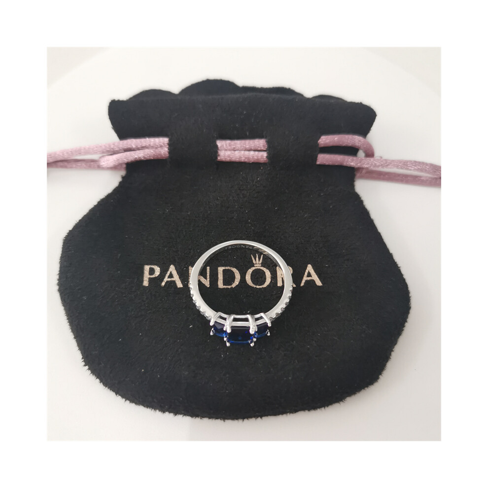 (50) Pandora Blue Rectangular Three Stone Ring - Image 5