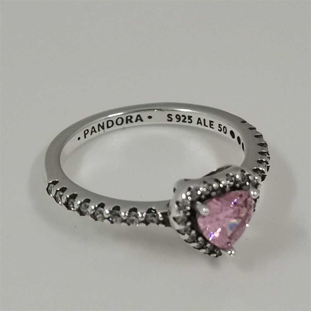 (50) pandora elevated pink heart ring s925 silver - Image 4