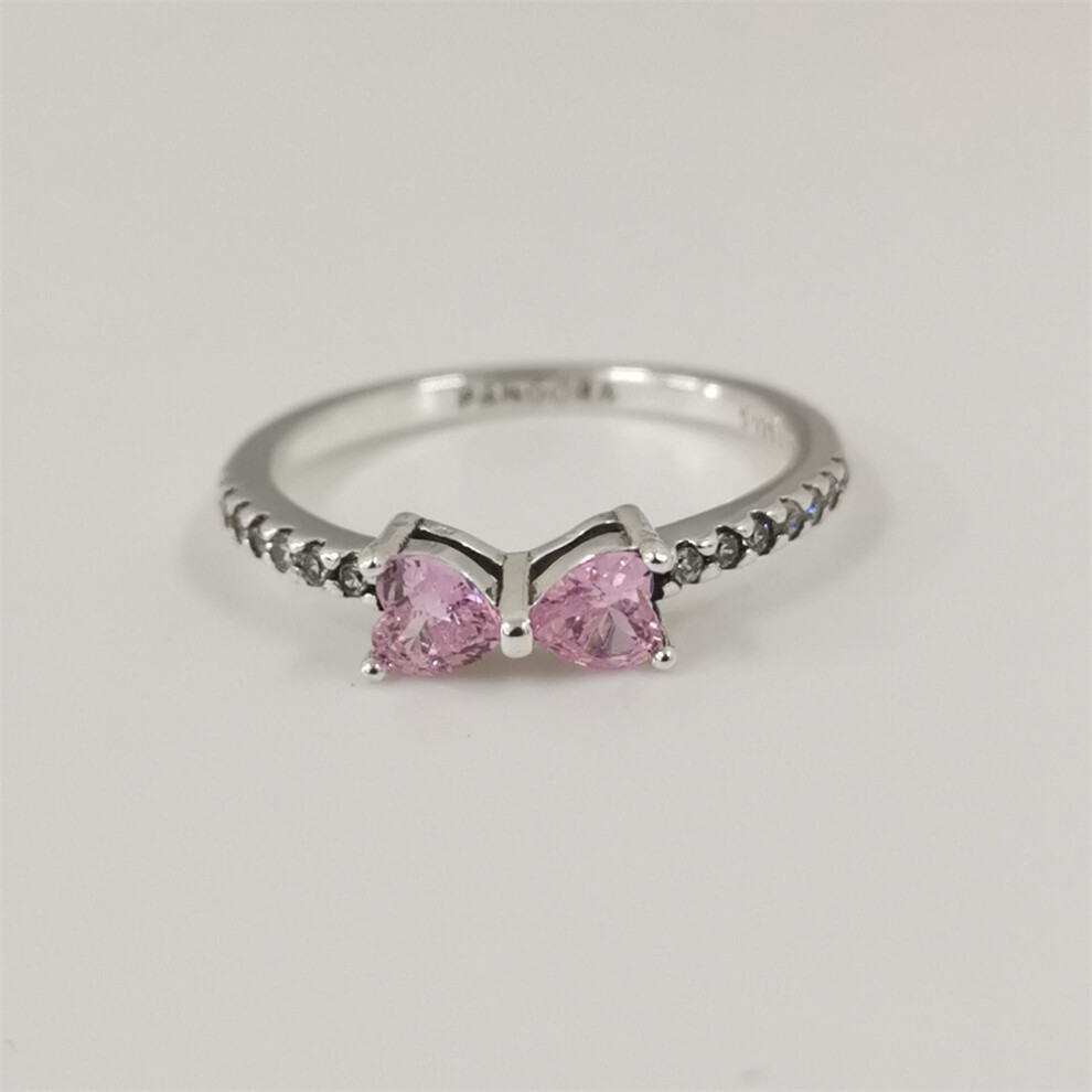 (50) pandora sparkling pink bow ring