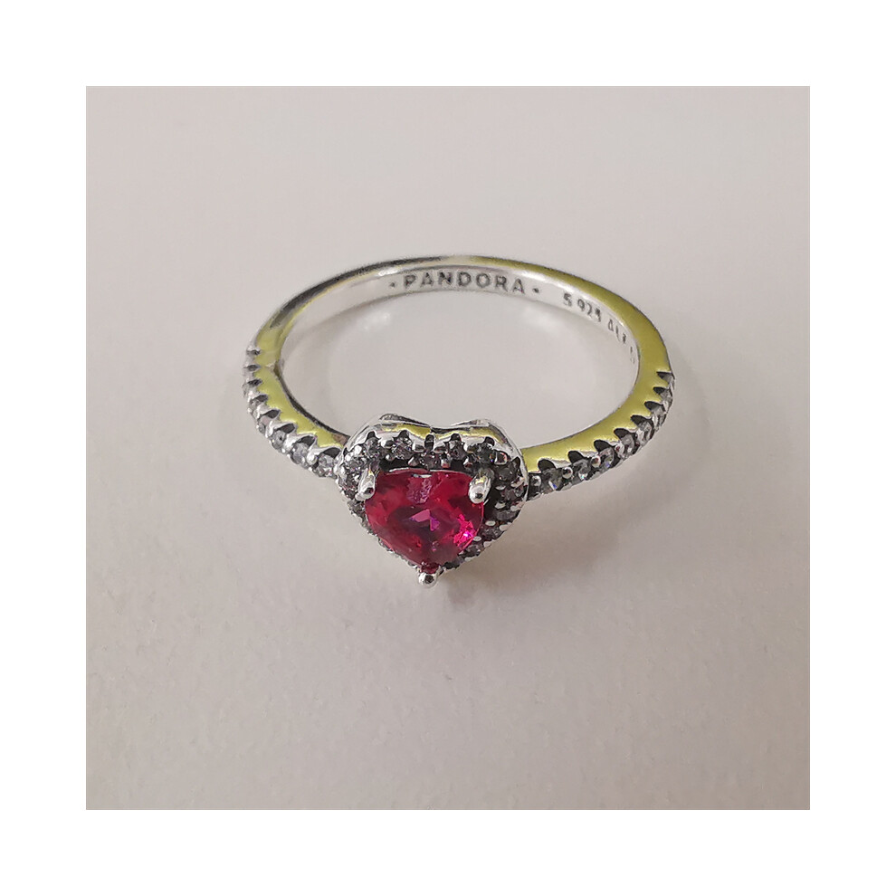 (52) ale s925 genuine pandora elevated red heart ring