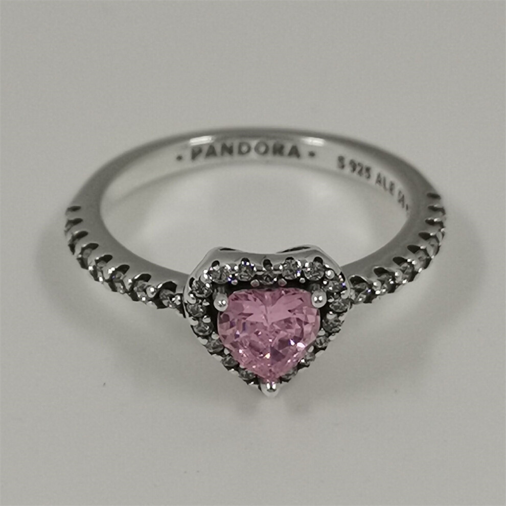 (52) pandora elevated pink heart ring s925 silver