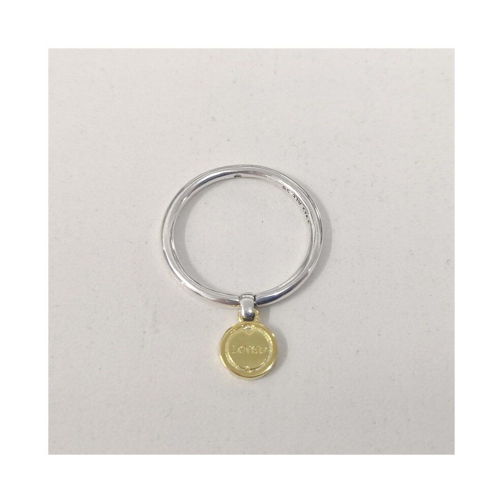 (52) Pandora ring Loved Script Madallion Ring
