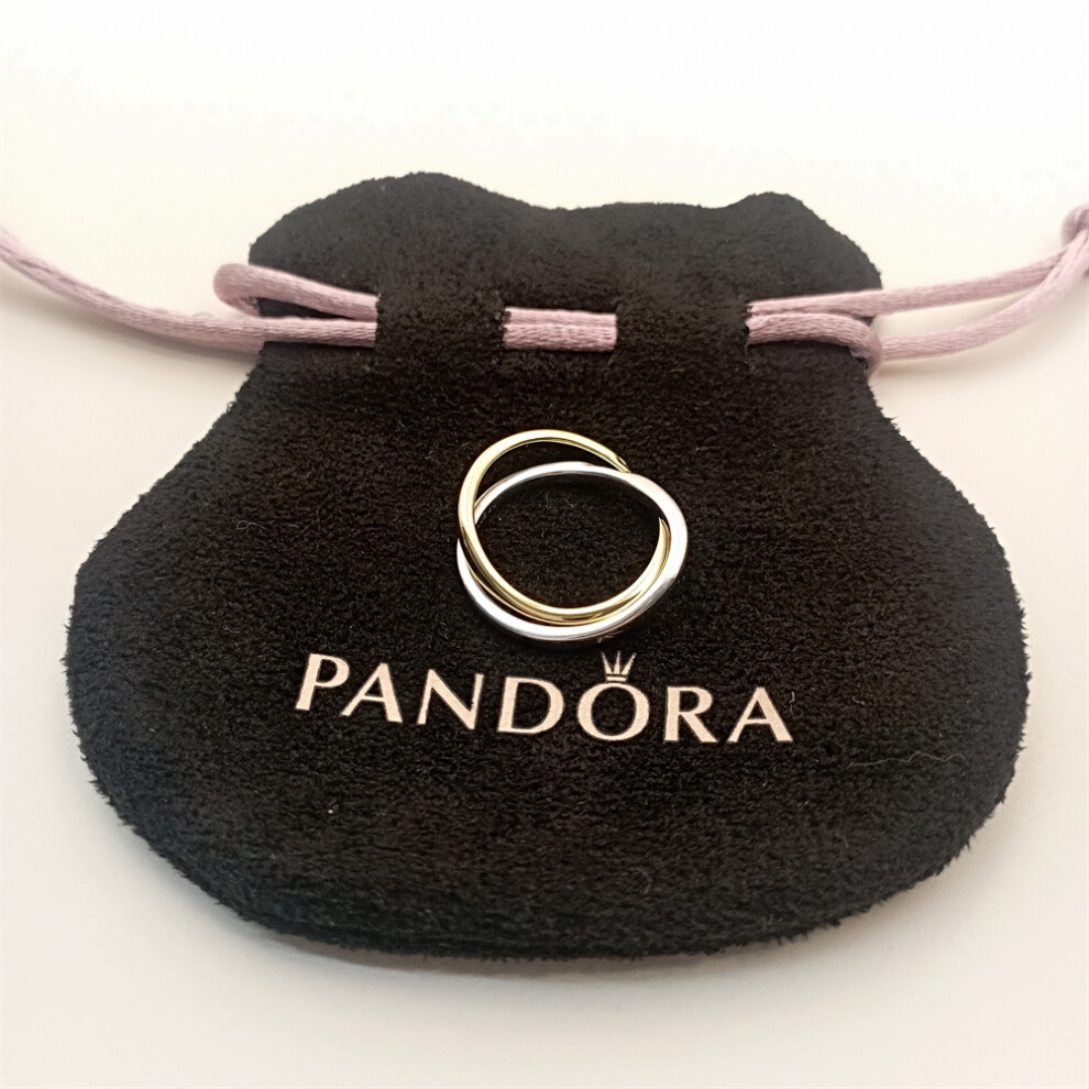 (56) PANDORA Essence Two-tone Entwined Bands Ring - Image 5