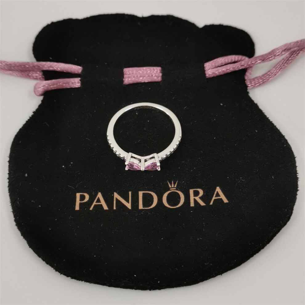 (56) pandora sparkling pink bow ring - Image 5