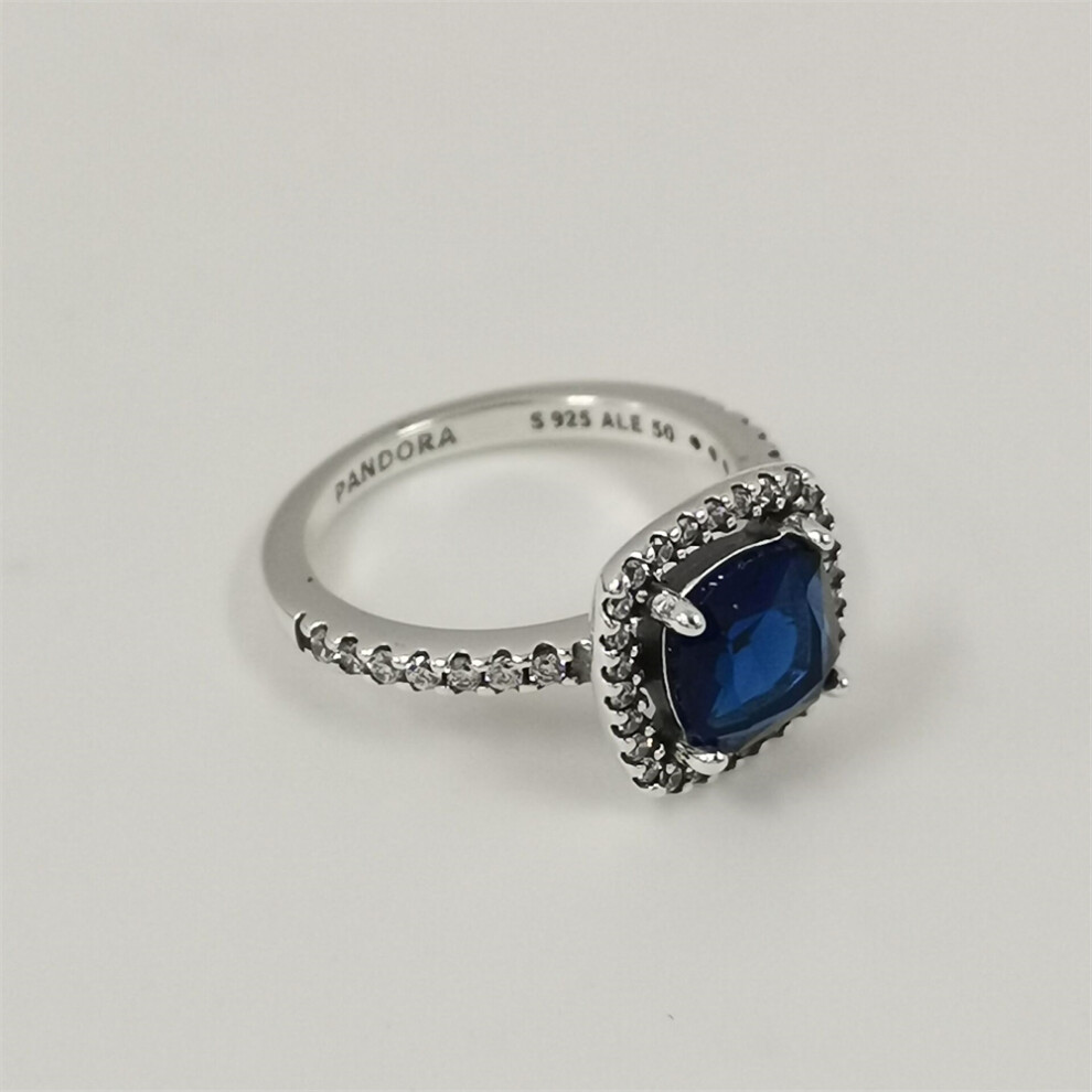 (56) pandora sparkling square blue halo statement ring - Image 3