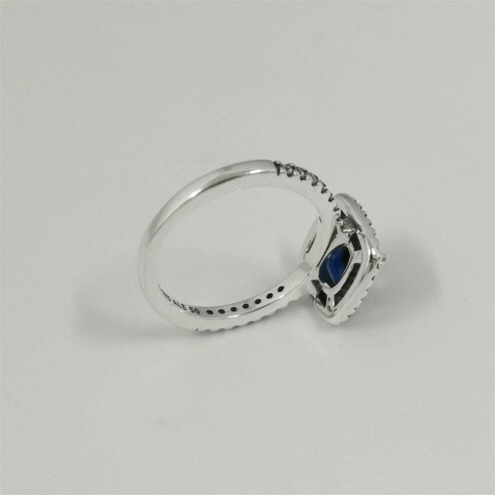 (56) pandora sparkling square blue halo statement ring - Image 4