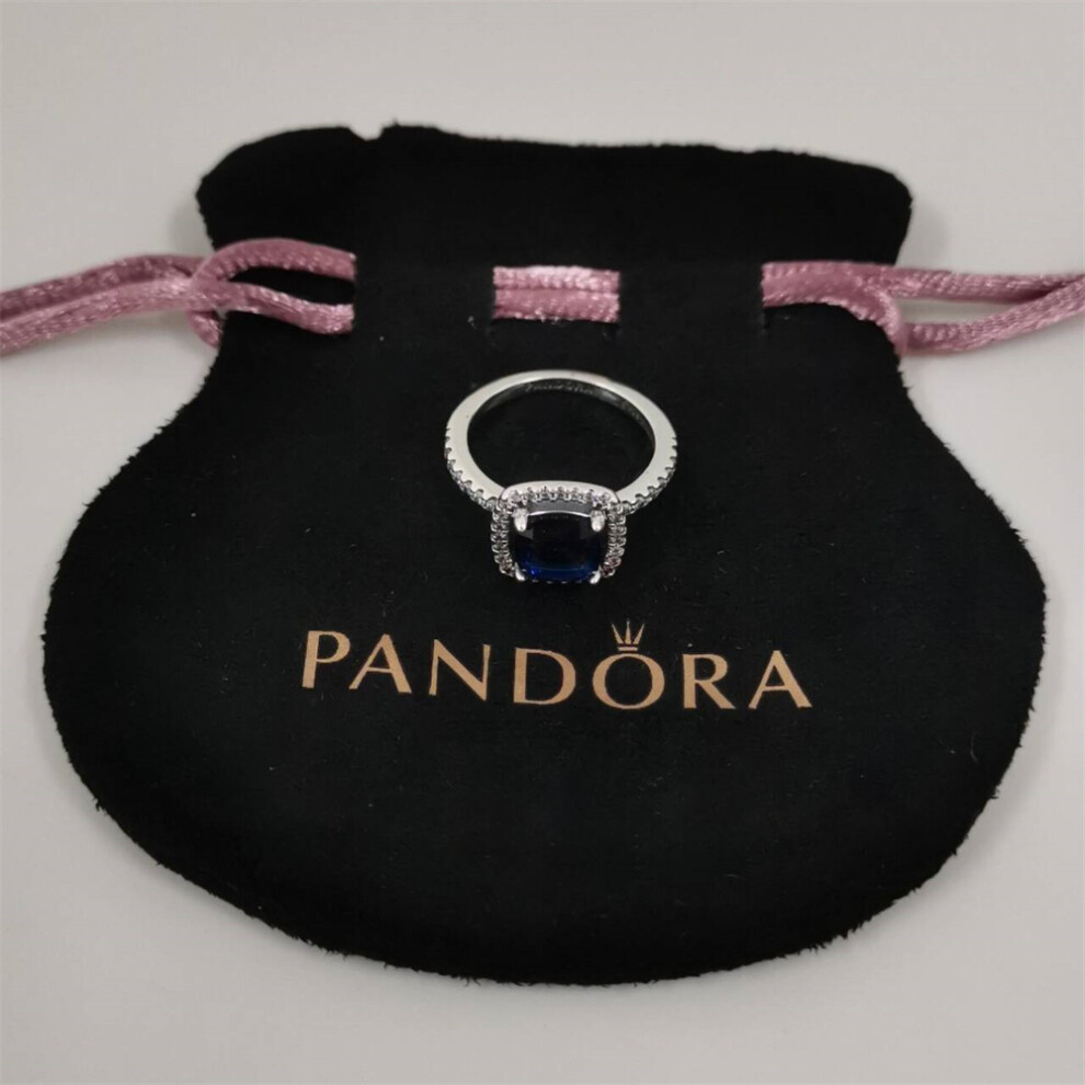 (56) pandora sparkling square blue halo statement ring - Image 6