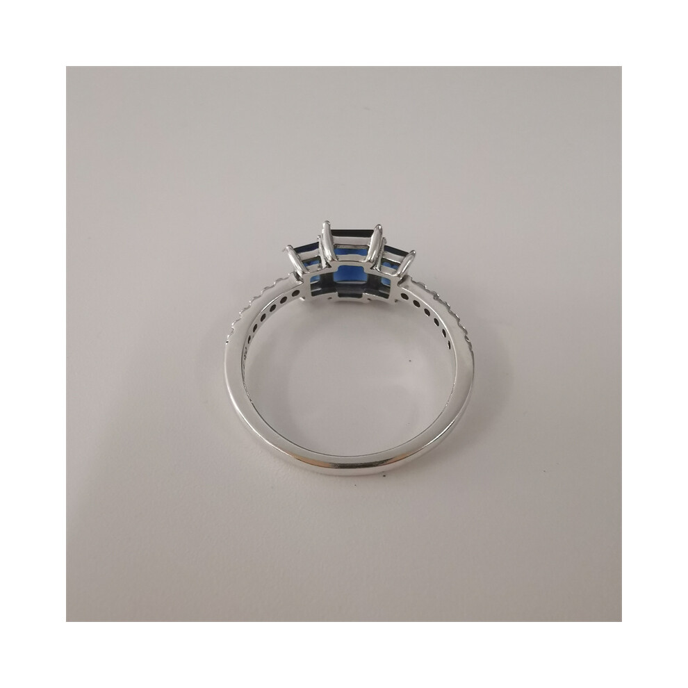 (58) Pandora Blue Rectangular Three Stone Ring - Image 4
