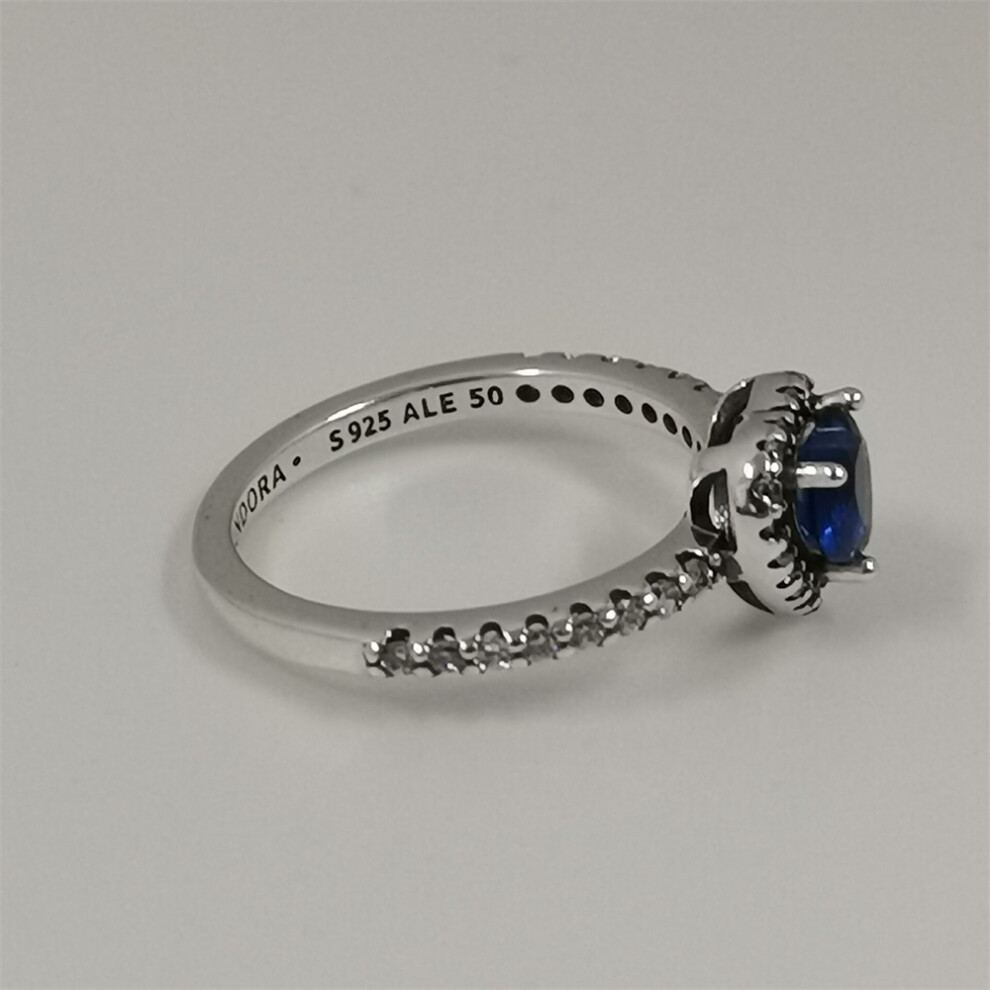 (58) pandora elevated blue heart ring s925 silver