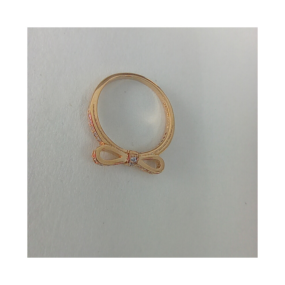 (58) Pandora Gold Delicate Bow Ring With CZ - Image 4
