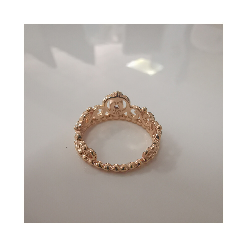 (58) Pandora Princess Tiara Rose Gold Ring S925 Ale - Image 3