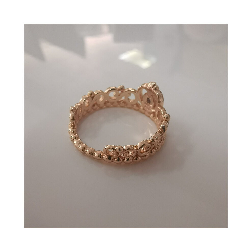 (58) Pandora Princess Tiara Rose Gold Ring S925 Ale - Image 4
