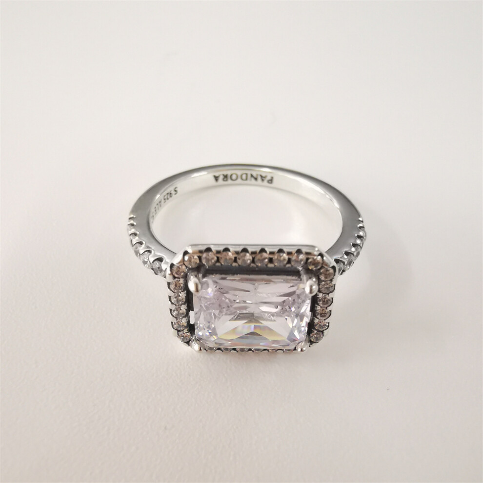 (58) Pandora Rectangular Sparkling Halo Ring