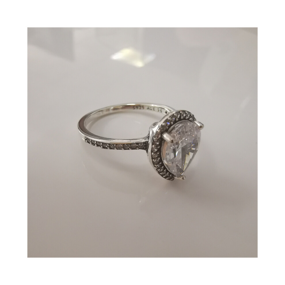 (58) Pandora Ring Radiant Teardrop Clear Cz S925 Ale - Image 4