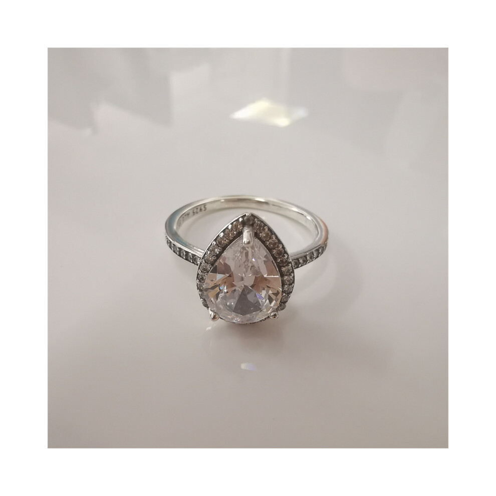 (58) Pandora Ring Radiant Teardrop Clear Cz S925 Ale